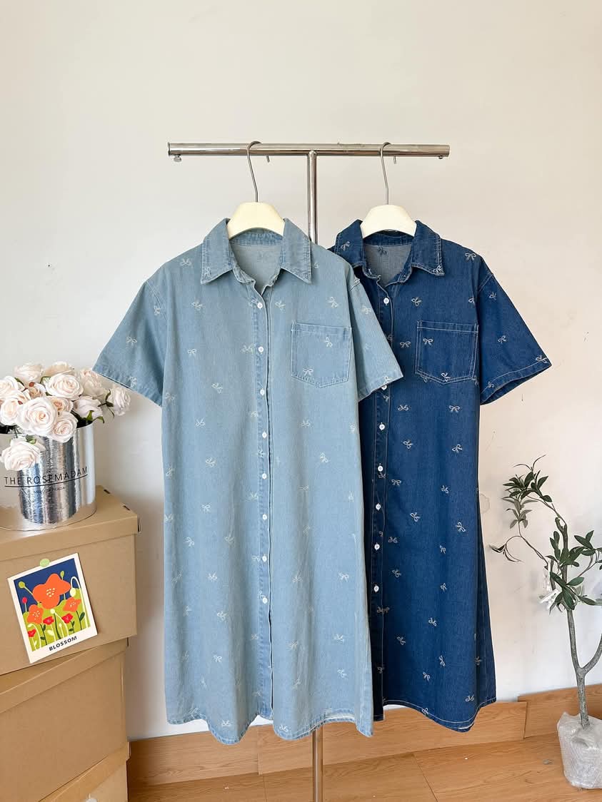 Ribbon Denim Dress